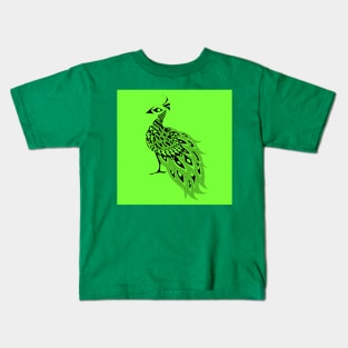 green bird peacock ecopop Kids T-Shirt